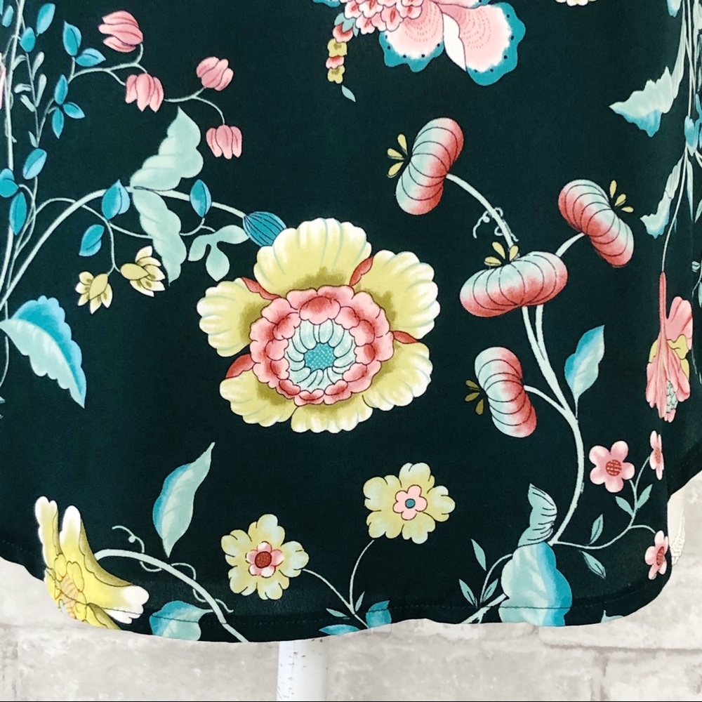 LOFT Green Floral Print Tank Top Size XXS - Picture 5 of 16